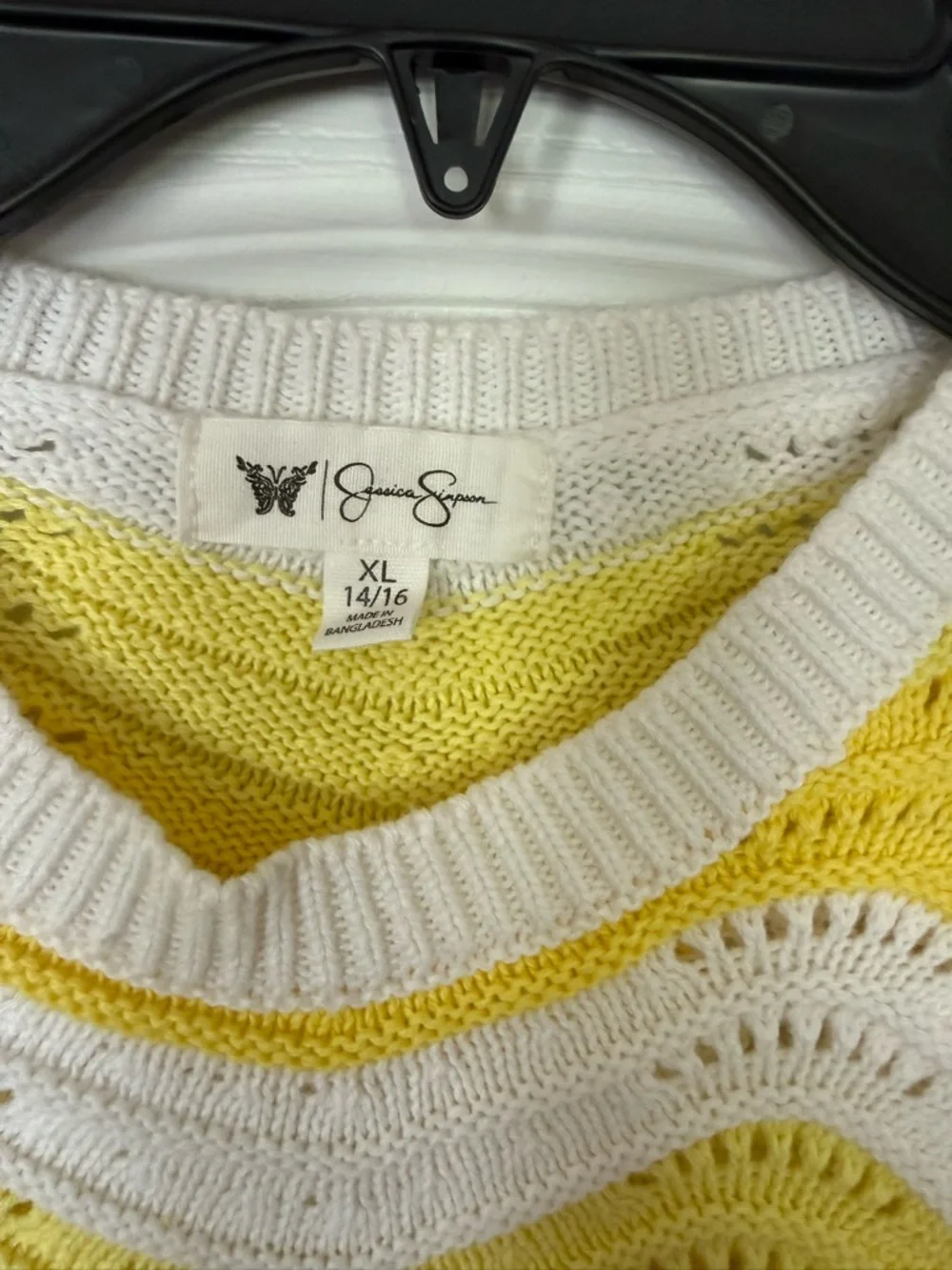 Jessica Simpson Yellow and White Knit Wave-Stripe Skort Shorts